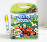 KAIDAA 4Pack Water Magic Coloring Books with Refillable Pens | Reusable No Mess Magic Reveal Activity Book for Kids | Education