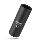 TIGHTSPOT 1/2 Inch Drive - 17 mm Deep Impact Socket with Anti-Rounding 6 Point Design, Heat-Treated CRV Steel, Metric