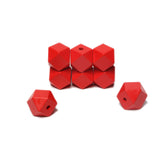 20mm Geometric Wood Beads Red Polygon Wooden Spacer Beads Decor Garlands/Jewelry Making/Home Farmhouse Wall Decor, 30Pcs (4mm Ho