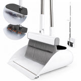 Upgrade Broom and Dustpan Set with Retractable SelfCleaning Dust Pan Teeth