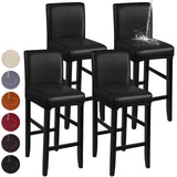 YISUN Bar Stool Covers, Stretch Waterproof PU Bar Stool Slipcover Removable Washable Bar Stool Chair Covers, High Chair Cover with Elastic Bands (4 Pack, Black)