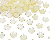 Tupalizy 100PCS Small Flower Beads Cherry Blossom Decor Acrylic Floral Spacer Beads Gold Plated Charms for Bracelets Jewelry Mak