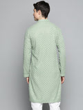 Jompers Men'S Chikankari Embroidered And Sequence Kurtas (Pista, M)