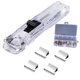 Handheld Paper Clam Clip Dispenser with 50 Reusable Silver Metal Clips