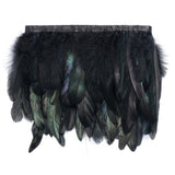 Shekyeon 2yards Rooster Feather Fringe Trim for Costume Decoration (Black)