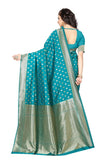 Sugathari Womens Banarasi Saree Pure Kanjivaram Silk Saree Soft New Ladies 2023 Design Wear Pattu Sarees Latest Cotton Party Sari Collections With Blouse Piece For Wedding Sadi (Sam Pari-180 Firozi)