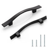Knobonly 25 Pack Cabinet Handles 3 inch(76mm) Hole Centers, Matt Black Drawer Pulls, Bridge Design, Zinc Alloy