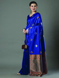 Flosive Woven Beautiful Mix Color Kanjivaram Silk Saree With Zari Weaving (Royal Blue)