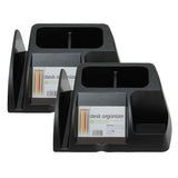 Officemate Achieva 5 Compartment Plastic Desk Organizer, Black, 2/Bundle (OIC26219-2)