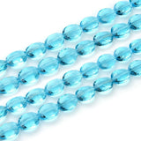 150pcs Czech 16mm Large Faceted Flat Oval Crystal Glass Beads Spacer Bulk Aquamarine Blue
