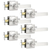 GOBEKOR 6 Pack Privacy Door Levers Square Interior Door Handles Brushed Nickel Lever Handles Keyless Straight Levers for Bedroom