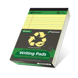 KAISA Legal Pad Writing Pads, 5x8 Legal Ruled, 8.5x11.75 Wide Ruled, 56GSM Paper Notepads, 12pads (Canary 48pad, 5x8inch)