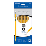 BAZIC Pencil #2 HB Pencils, Latex Free Eraser, Premium Wood Yellow Unsharpened Pencils (12/Pack), 1Pack