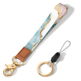 Hsxnam Wrist Lanyard Key Chain, Cute Wristlet Strap Keychain Holder for Women Car Keys ID Badges Phone Airpods, Pink Gold