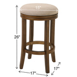 New Ridge Home Goods Victoria 26In. Counter-Height Backless Wood Swivel Barstool With Upholstered Seat, Honeysuckle
