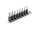 TEKTON 3/8 Inch Drive Triple Square Impact Bit Socket Set with Rail, 8-Piece (M4-M12) | SIB91104
