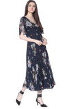 Rare Women S Synthetic A-Line Knee-Long Dress (Ep3153-M_Blue_M)