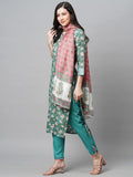 Gosriki Women'S Cotton Blend Straight Printed Kurta With Pant & Dupatta (Kido-See-Green_M-Gs_Green_Medium),Green,,B0BNJ153HL
