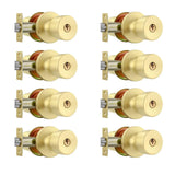 Leydebong 8 Pack Keyed-Alike Stainless Steel Door Knob Lock Gold Door Knobs with Keys, Adjustable 60-70mm Backset for 35-45mm Th