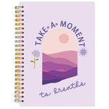 FDHSPAAM Purple Mental Health Spiral Journal Notebook 5.5x8.3in, Take A Moment to Breathe Inspirational Notebooks for Note Takin