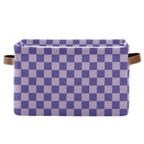 Emelivor Purple Checkerboard Storage Basket Bins Foldable Decorative Storage Box Laundry Hamper Baskte Storage for Pet Books Clo