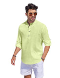 Bellstone Men'S Cotton Blend Solid Regular Fit Kurta (Kurta1500_Single_Light Yellow_Xl