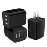 AILKIN 3 USB Wall Charger, Triple Charging Adapter, Fast Charging Block Home Charger Station Block Cube Plug for iPhone, Samsung