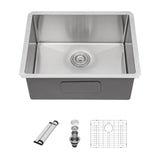 Sarlai 21 Undermount Bar Sink - 21x18 Undermount Kitchen Sink Single Bowl 16 Gauge Stainless Steel Bar Prep Sink Small Kitchen S