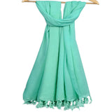 Fabtone Viscose Solid With Fringe 100X180 Cms Sky Blue Stole For Womens And Girls