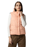 Fyltr Women'S Sleeveless Puffer Jacket With Contrast Full Zipper - Hood With Contrast Lining | Side Pockets | Quilt Pattern | Casual Winterwear For Women,Sun-Kissed Peach,Sun-Kissed Peach,M