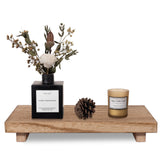 Small Wood Tray Pedestal Stand Farmhouse Bathroom Decor Decorative Wooden Riser Kitchen Soap Dish Holder for Vanity Counter Sink Large 11.8 x 7 - Brown-New