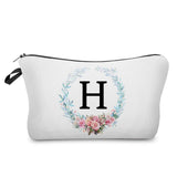 YULUENZE A-Z Floral Personalized Monogrammed Makeup Bag with Zipper Travel Toiletry Pouch Birthday Wedding Presents for Bride Br