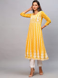 Anni Designer Women'S Georgette Chikankari Embroidered Anarkali Kurti (Naav Yellow_S_Yellow_Small),Yellow,S,Georgette,Anarkali,Kurti