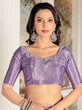 Satrani Women'S Silk Crepe Printed Saree With Unstitched Blouse Piece (3517S3076N_Lavender)