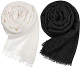 Icw WomenS Premium Wrinkle Ironless Crush Crinkled Cotton Summer Hemp Scarf Stoles Shawl Head Scarves For Girls Icw0021