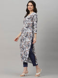 Gosriki Women'S Cotton Blend Straight Printed Kurta With Pant (Southz Grey-Gs_S_Blue_Small),Grey,,B0CQHB5ZTN