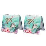 PDOZV Pocket Mirror for Women, 2 Pcs Square 2.8PU MarineAnimal Style Double Sided 1X/3X Mirror for Purse Travel Compact Mirr