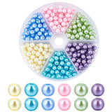 PH PandaHall 300pcs Pearl Beads 6mm Round Glass Pearl Beads, 6 Colors Baking Painted Round Spacer Beads Loose Pearls for Bracele