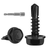 VGBUY 161pcs #10 x 1/2 Self Drilling Screws for Metal,410 Stainless Steel Black Zinc Plated,Self Tapping Sheet Metal Screws,Hex