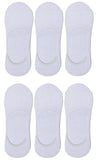 Queery Men Solid No Show Cotton Loafer Socks (White Pack Of 6 Pairs)