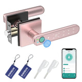 BIWIBON Fingerprint Door Lock, 5 in 1 Finger Print Door Knob with Smart APP/Fingerprint/IC Cards/Password/Backup Keys, Smart Doo