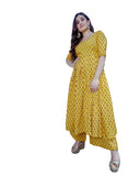 Gosriki Women'S Yellow Color Cotton Kurti With Palazzo Pant Set (Aj786-Yellow-M),Yellow,,B08316TYRG