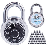 XanHen Combination Padlocks with Metal Body, Indoor Use for Gym Lockers & School Locker, Black, 48-Pack