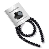 Risyfjew 50PCS 8mm Natural Black Obsidian Beads Gemstone Round Loose Beads for Jewelry Making Chakra Crystal Stone Beads for Bra