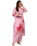 Anni Designer Women'S Rayon Viscose Straight Printed Kurta With Pant (Susan Pink_Xl_Pink_X-Large),Pink,XL