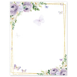 FYSUIMU 60 Sheets Floral Butterfly Stationery Letterhead Paper Watercolor Lavender Flower Letter Writing Paper SingleSided Note