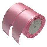 Chenkou Craft Solid Satin Ribbon Ribbons 50 Yards (2 Rolls) Summer Pink Craft Bow Party Decoration Packing Ribbons (Pink, 2(50mm