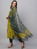 Anni Designer Women'S Cotton Blend Staright Printed Kurta With Pant & Dupatta (Bhumi Green_4Xl_Green_Xxxx-Large),Green,4XL,Cotton Blend,Regular,Dupatta