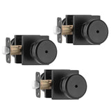 NCSEN 3 Pack Black Interior Door Knobs for Bathroom & Bedroom, Pismo Doorknob Turn Lock with Square Rosette, Heavy Duty Privacy
