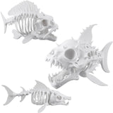 Kathfly 3 Pack Skeleton Fish Halloween Decor, Animals Skeleton Ornaments Plastic Skull Fish Bones Figure Decor for Indoor and Ou